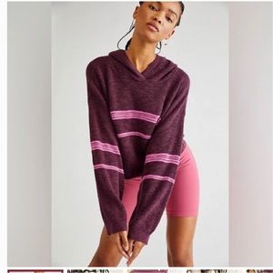 Free People Day Off Sweater Hoodie in Plum